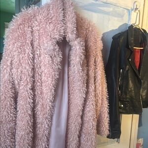 Women's Pink Faux Fur Coat